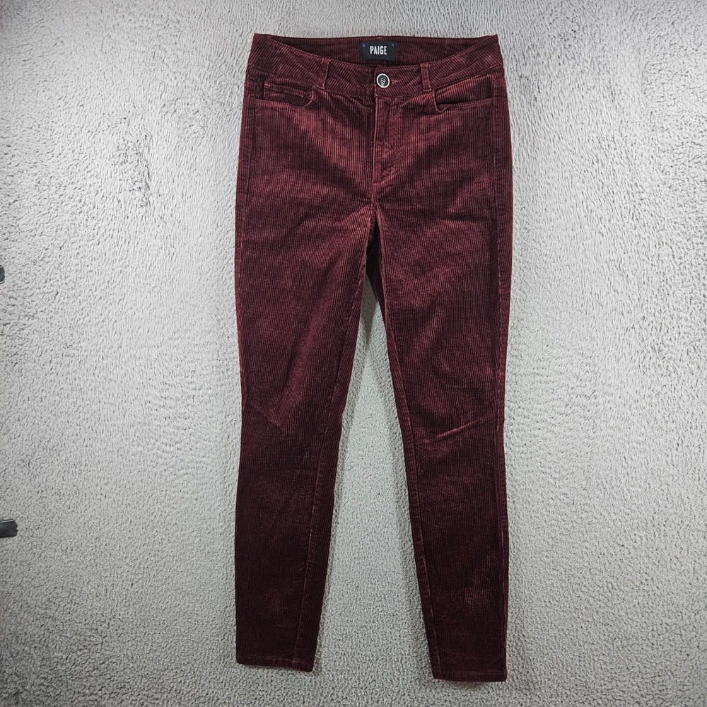 Paige Hoxton Ankle Corduroy‎ Pants Burgundy Wine High Rise Skinny Size 26
